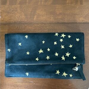Clare V Black and Gold Starry Night Clutch
